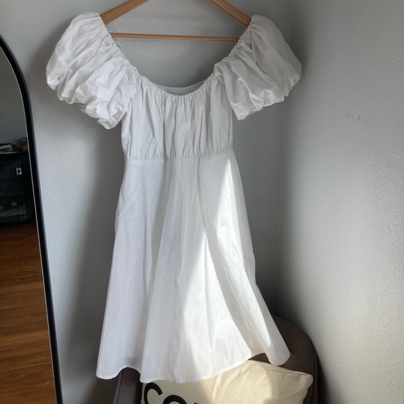 Abercrombie Ruched Puff Sleeve Mini Dress S - Picture 4 of 12